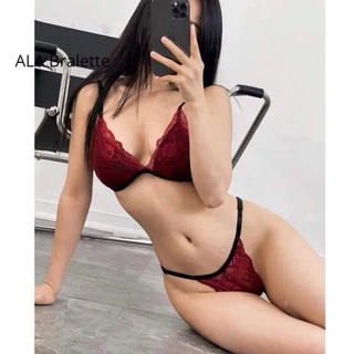 Bộ đồ lót nữ ALA BRALETTE vải ren màu đỏ dây tăng đơ điều chỉnh mút ngực không gọng