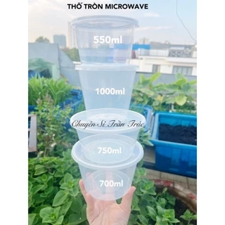 Combo 10 hộp nhựa tròn, tô tròn, thố nhựa tròn microwave 550ml, 700ml, 750ml, 1000ml