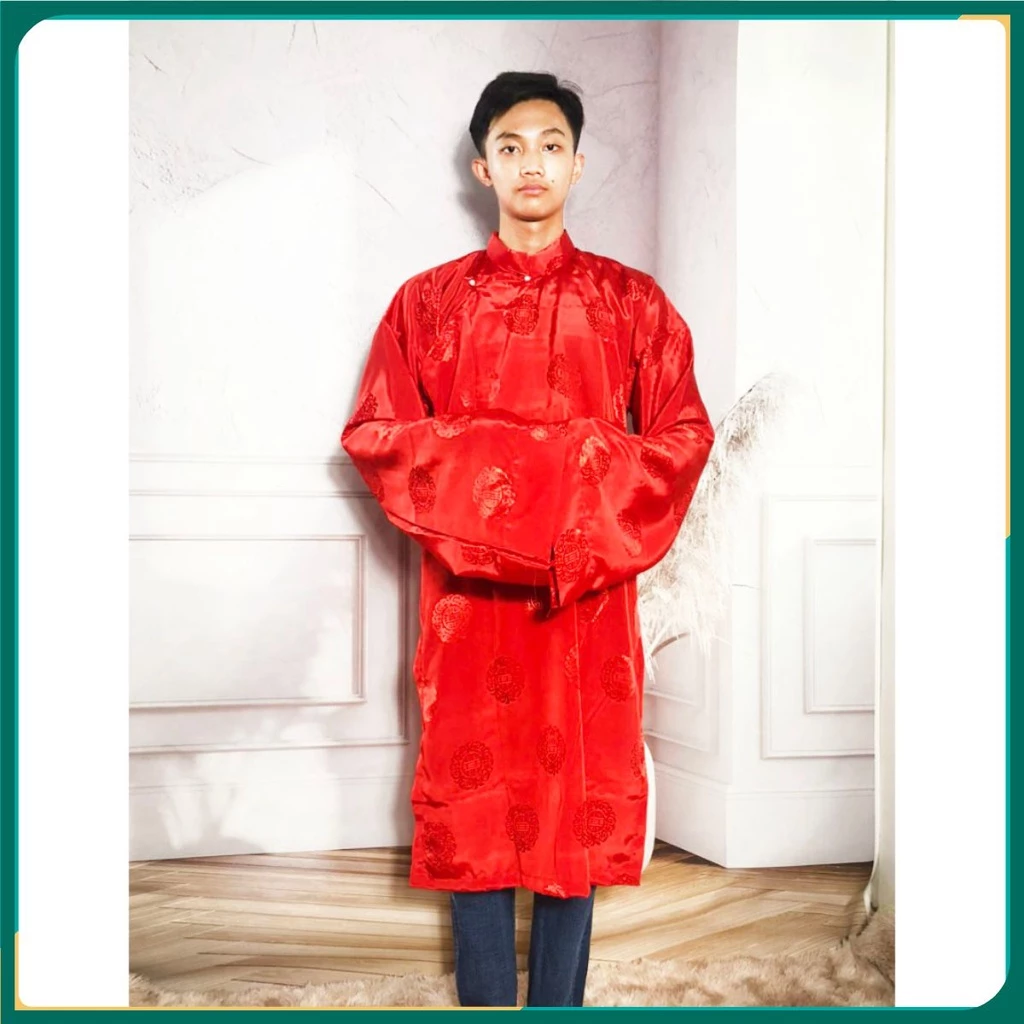 Áo Dài Nam mừng thọ tay rộng Áo Dài Nam Cúng Tế Lễ Đình Chùa, Áo Tấc Tứ Thân Nam Tay Rộng Đỏ