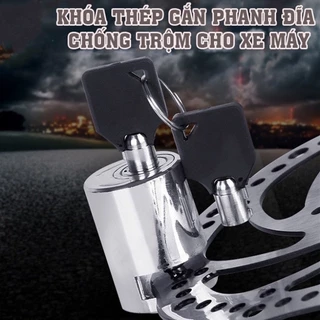 Khóa phanh đĩa xe máy, xe đạp đa năng chống trộm chất liệu thép nguyên khối inox