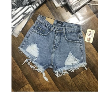 quần short jean nữ cao cấp rách 2 bên xanh nhạt 84(33)