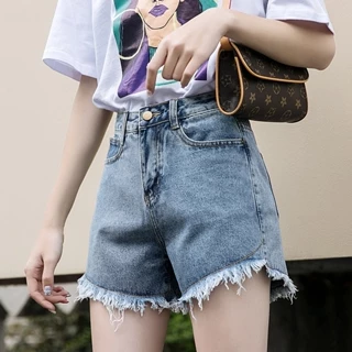 Quần short jean nữ XANH NHẠT TRƠN TUA LAI mẫu mới nhất S600G-54