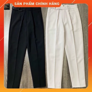 Quần baggy nữ cleenashop đai vải cúc bấm siêu xinh chất vải vitex loại 1 công sở, đi học, đi làm