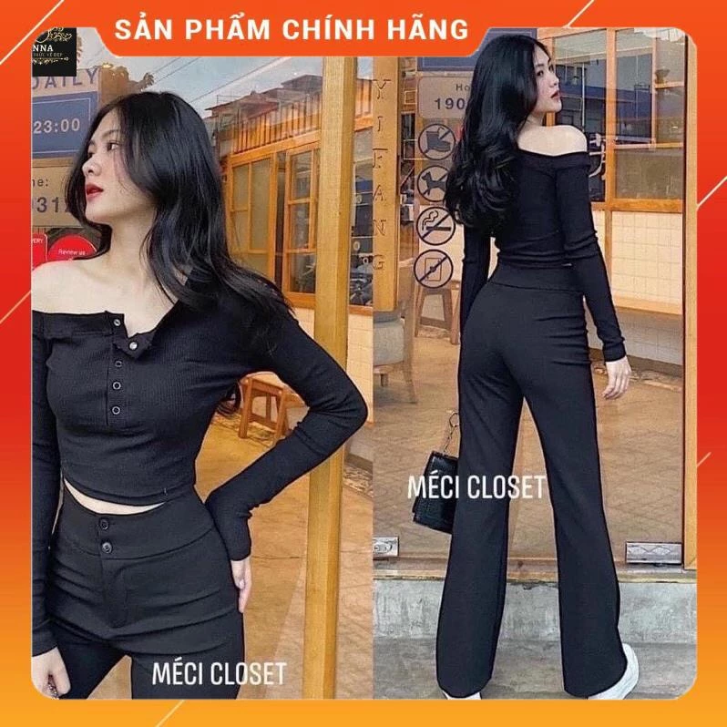 Quần Tây Ống Loe nữ cleenashop Cạp Cao Dáng Dài Hai Cúc Chất Umi Hàn Tôn Dáng Công Sở Đi Học hàng cao cấp