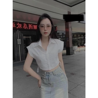 [Hàng order Shein] áo sơ mi crop top sẵn M