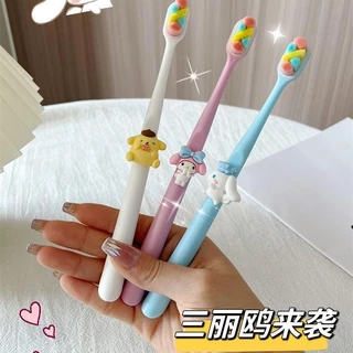 Bàn chải đánh răng sanrio bàn chải đánh răng tóc mềm cặp đôi trang phục nữ tính trái tim học sinh trẻ em nhà phim hoạt hình con chó quế dễ thương super s