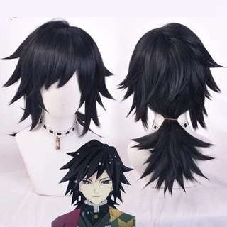 [Sẵn] Wig/tóc giả cosplay Tomioka Giyuu - Kimetsu no yaiba màu đen [Miu Cosplay Shop 01]