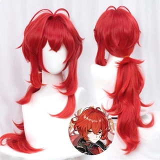 [Sẵn] Wig/tóc giả copslay Diluc - Genshin Impact màu đỏ [Miu Cosplay 01]