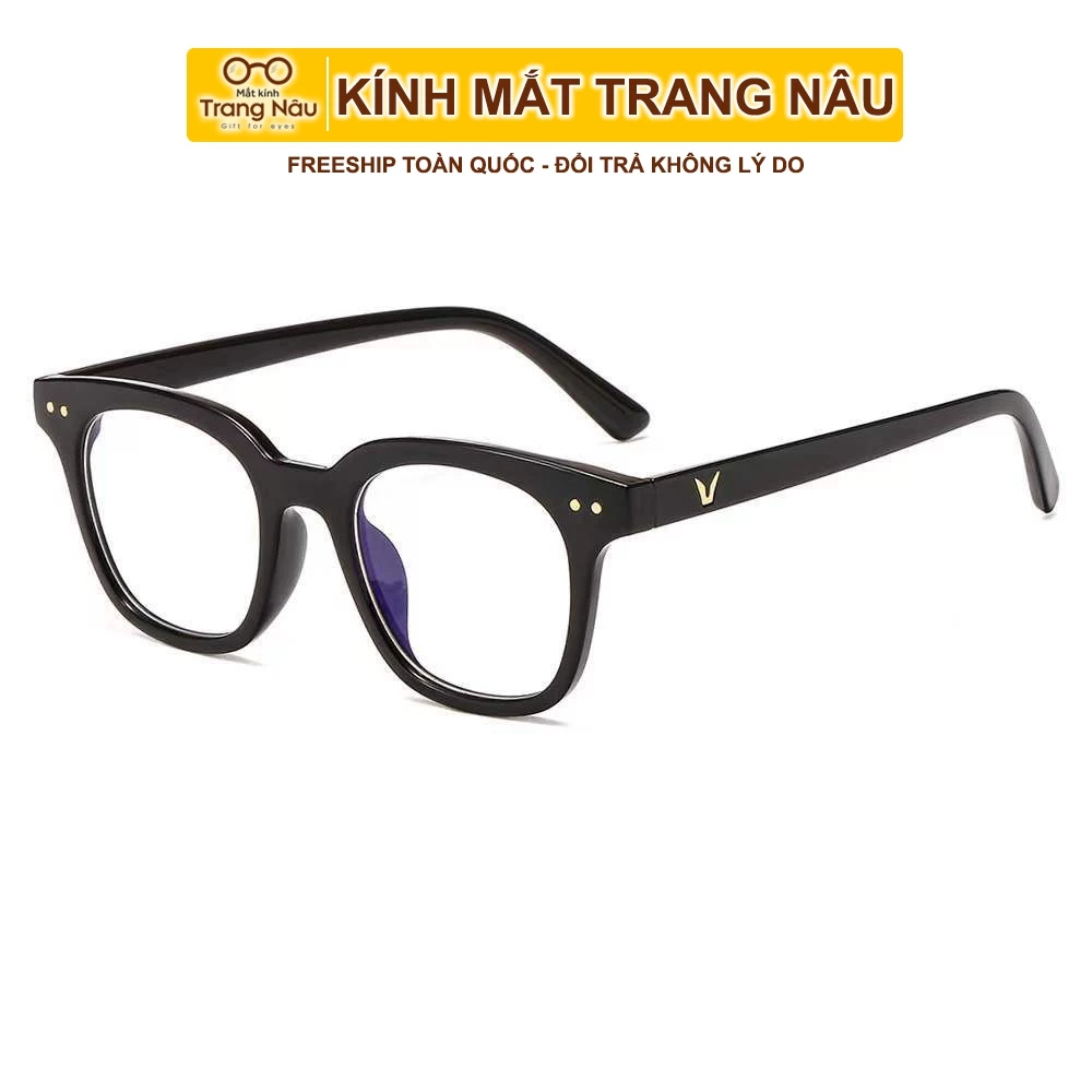 Kính Nam Nữ không độ chữ V hai chấm ngang thời trang siêu hot 2023 3313 - Kính Mắt Trang Nâu