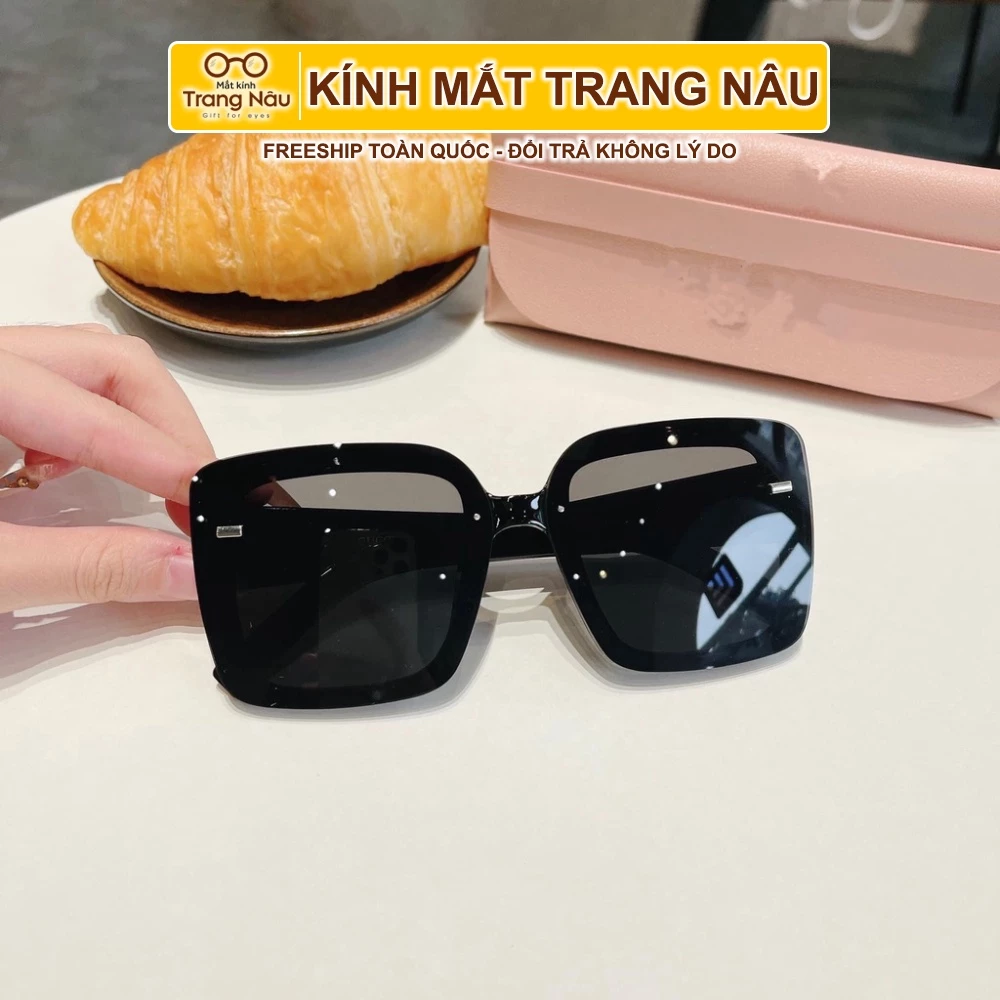 Kính râm nữ chống tia uv400 siêu tốt kính thời trang nữ mặt vuông thời thượng sang trọng- 9125 ĐEN - Kính Mắt Trang Nâu