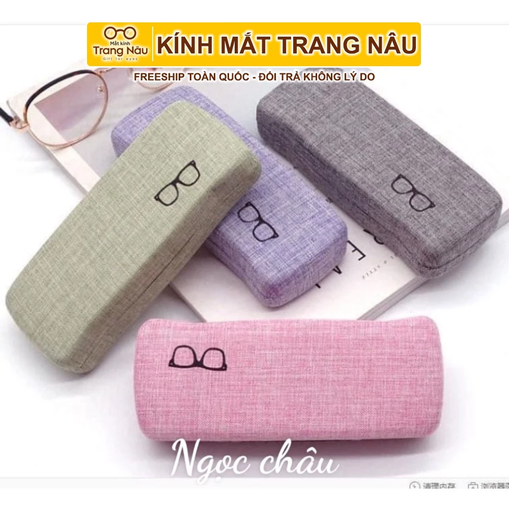Hộp vải đựng kính mát - chất liệu kim loại kết hợp vải( giao màu ngẫu nhiên) - Kính Mắt Trang Nâu