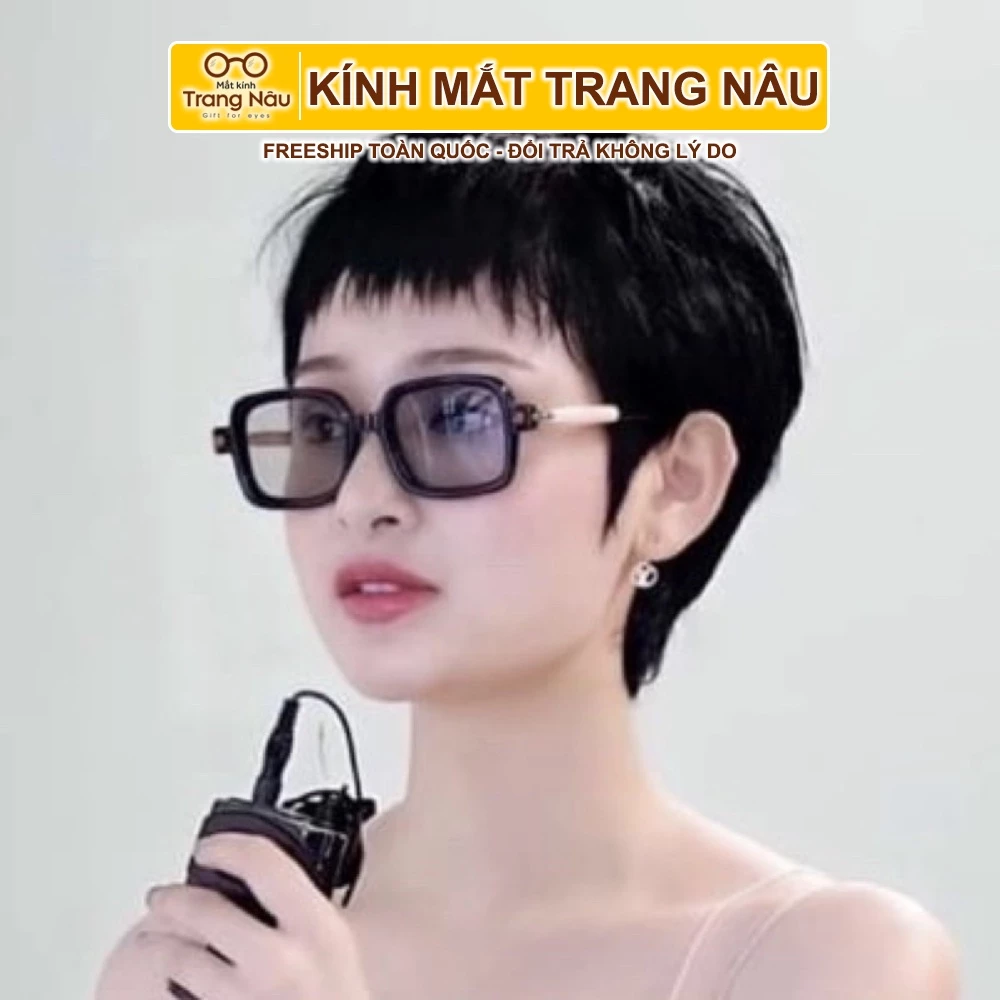 Kính râm kubo thiết kế hiện đại trẻ trung phù hợp đeo đi chơi chụp ảnh đi ban đêm 8708 - Kính Mắt Trang Nâu