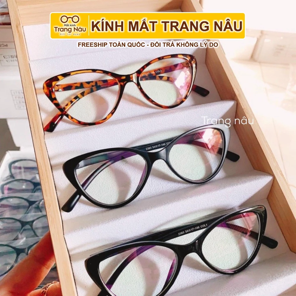Mắt Kính Gọng Tròn Trong Suốt Phong Cách Retro - Kính Mắt Trang Nâu