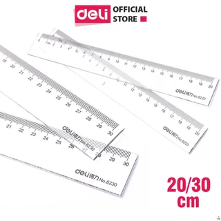 Thước kẻ Deli trong suốt - 20/30cm - 1 chiếc - Chất liệu PS bền, chống trầy xước - Phù hợp với học sinh, dân văn phòng ,