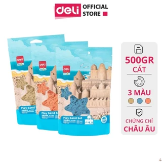 Cát Động Lực 500gr Deli - Cát Vi Sinh Đồ Chơi Cho Bé, Dễ Tạo Hình An Toàn, Không Dính Tay - Xanh Dương, Đỏ, Vàng ,