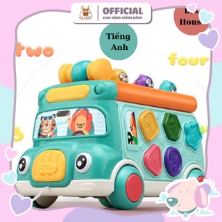 Xe ô tô đồ chơi Montessori 6in1, đồ chơi đập chuột, đồ chơi thả khối, đồ chơi giáo dục sớm cho bé