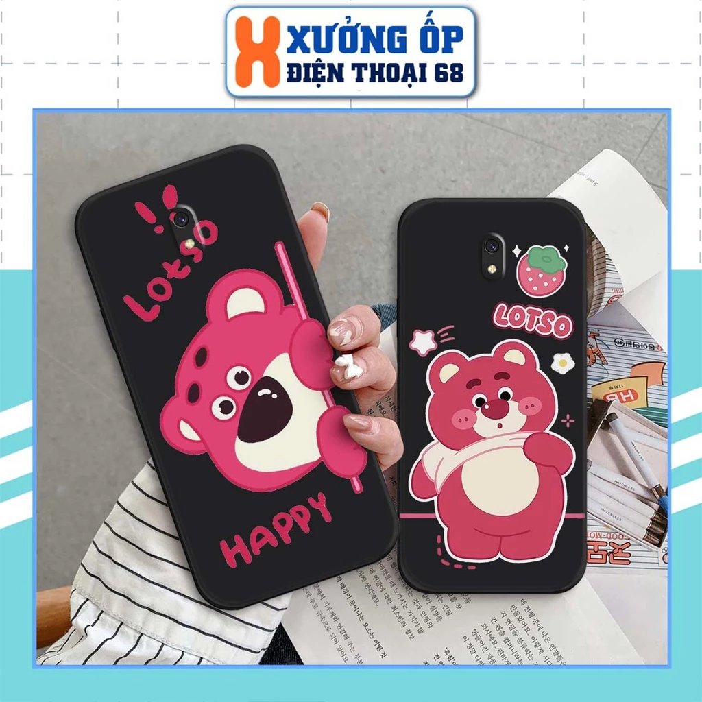 Ốp lưng Xiaomi Redmi 8A / Redmi8A hình bear lotso gấu dâu, ốp silicon TPU dẻo rẻ đẹp