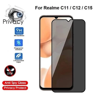 Cường lực chống nhìn trộm Realme C11 C12 C15 (Full màn Full keo)