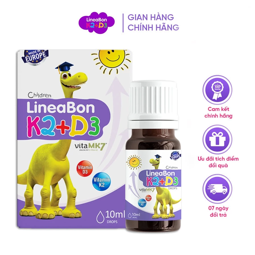 LineaBon vitamin D3 K2 10ml - Vitamin tăng chiều cao cho bé chính hãng