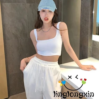 Áo croptop cổ vuông màu sắc đơn giản cho nữ