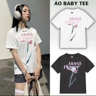 áo baby tee in chữ Mona Flower Áo thun baby tee nữ dáng ngắn chất liệu 100%cotton