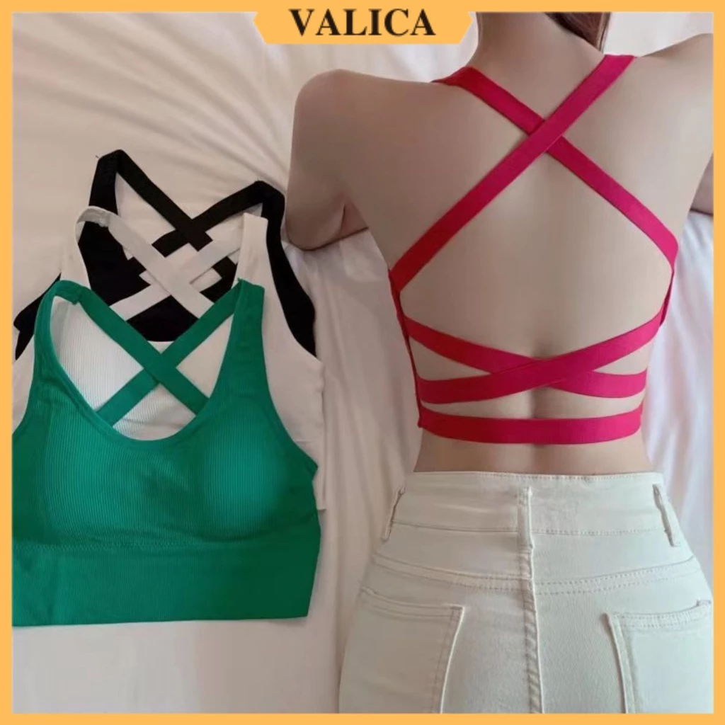 Áo bra nữ dây chéo lưng sexy - cotton co dãn thấm hút tốt, mút mỏng có thể tháo rời  VALICA B4834