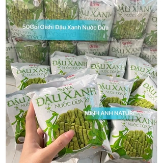 OISHI SNACK ĐẬU XANH NƯỚC DỪA 12g, Bim Bim Đậu Xanh( 50 gói )