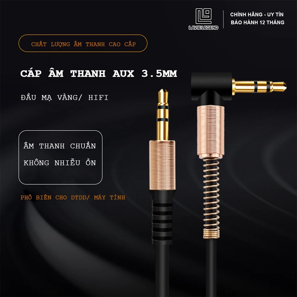 Dây AUX Kết Nối Loa 2 đầu 3.5mm, Jack AUX dành cho audio kết nối âm thanh laptop, điện thoại, amply chân tròn 3 5 mm