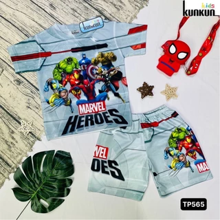 Quần áo bé trai thun lạnh hình biệt đội anh hùng marvel size từ 10kg-60kg Kunkun Kid TP565