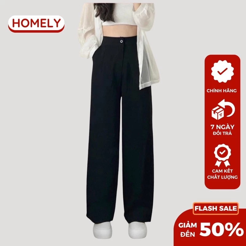 Quần culottes HOMELY ống suông  siêu hách chân  màu đen và be hàng loại 1