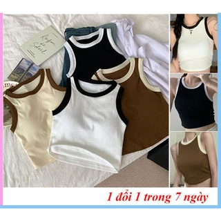 Áo croptop, Áo ba lỗ nữ sát nách vải bozip tăm hàn ôm body, gân mềm mát