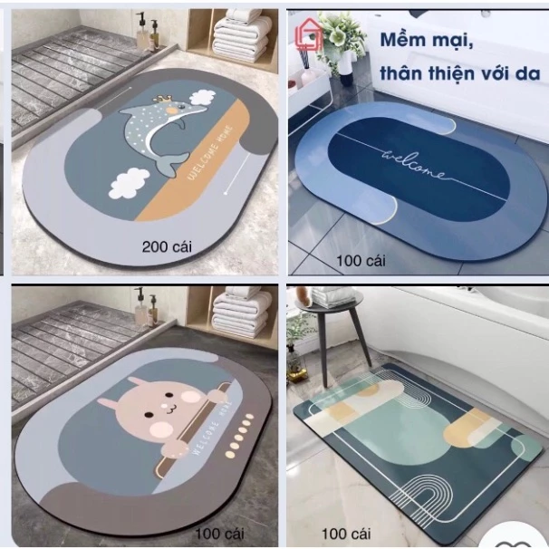 Thảm Hút Nước Siêu Thấm - Thảm Lau Chân Siêu Mềm Siêu Dày, Siêu Thấm Nước Chất Liệu Chống Trượt HOT 2023