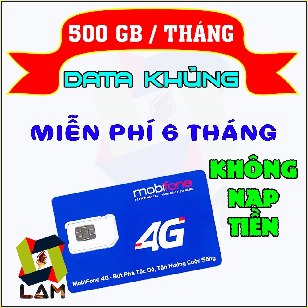 Sim 4G Mobifone 500GB/tháng (có eSIM) - Thích hợp phát WIFI - Trọn gói 1 Năm KHÔNG NẠP TIỀN | 6MDT150 12MDT150