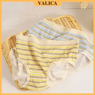 Quần lót nữ cotton kẻ sọc cạp vừa - Quần chip nữ đáy may, lưng thun co giãn VALICA L288