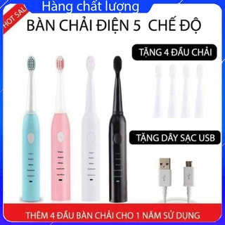 Bàn chải điện electric toothbrush - bàn chải điện 5 chế độ tặng kèm 3 đầu thay