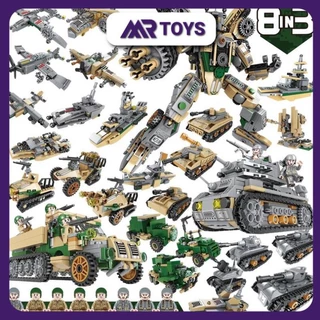 [1078 chi tiết] Mô hình lắp ráp lego xe tăng gồm Robot Xe quân sự Máy bay | Bộ đồ chơi xếp hình thông minh làm quà tặng