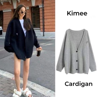 Áo khoác cardigan tay dài dáng rộng cổ chữ V thời trang dành cho nữ