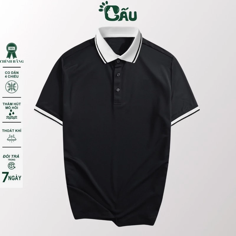 Áo thun Polo GẤU 194 Trơn Unisex vải cá sấu Poly co dãn 4 chiều dày dặn form gerular fit - PL Phối 1 Viền