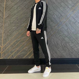 Quần áo thể thao nam nữ adidas thu đông cao cấp, bộ thể thao nam cổ bomber 3 màu cơ bản từ 45kg-75kg