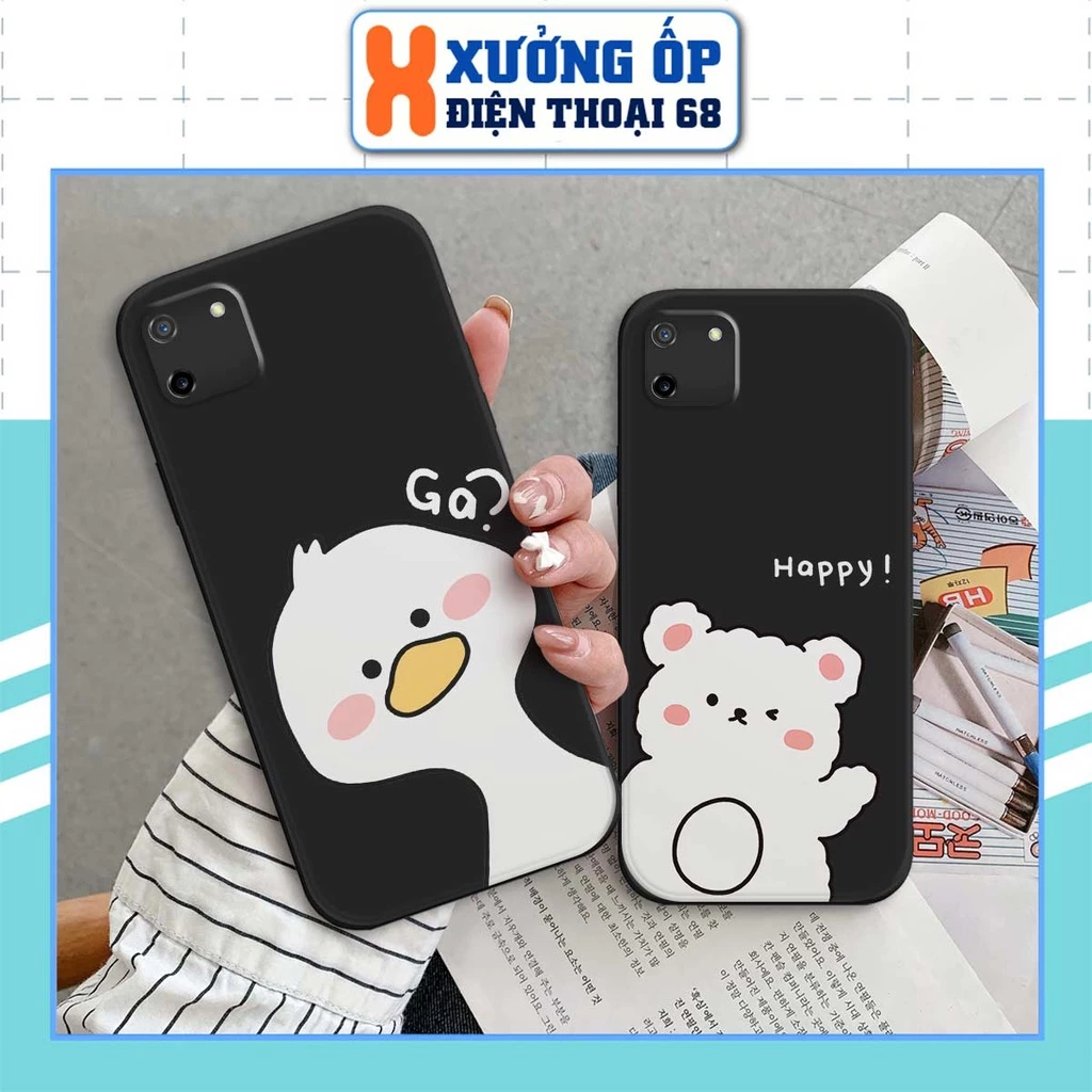 Ốp lưng TPU Realme C11 2020 / 2021 gấu gà trắng dễ thương cute, ốp silicon TPU dẻo rẻ đẹp