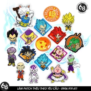 Sticker ủi nhiệt vải thêu logo hình songoku vegeta goku trong Dragon Ball - Patch ủi quần áo balo H97