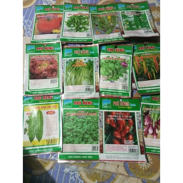 Đồng giá các loại rau hạt giống phú nông, các loại rau gia vị, rau leo