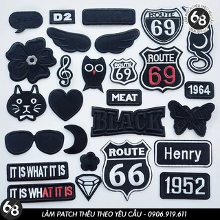 Sticker ủi nhiệt thêu logo hình thời trang dán trắng đen lạ độc đáo dễ thương cute- Patch ủi quần áo balo H49