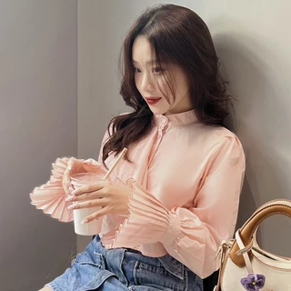 Áo sơmi tay xếp ly cổ bèo dáng ngắn điệu đà - Irene Shirt