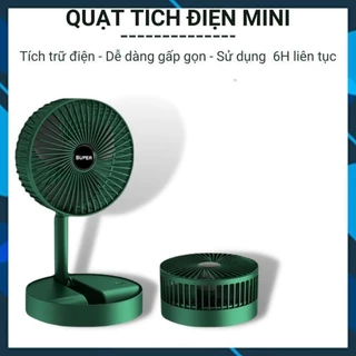 Quạt Tích Điện Super mini, Quạt Tích Điện Để Bàn Gấp Gọn 3 cấp độ, Sử Dụng Liên Tục 4 Tiếng