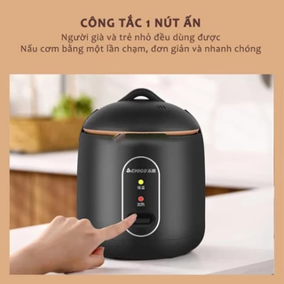 Nồi cơm điện mini đa năng Chigo dung tích 1.2L công suất 600w nấu cháo súp hầm, thiết kế chống dính an toàn cho sức khỏe