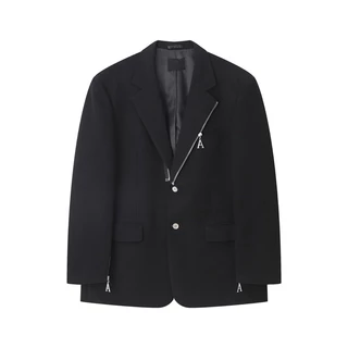 Áo Khoác Blazer Dây Kéo Mới Vest Unisex phong cách hàn AV027. (Tặng kèm)phụ kiện Chữ A siêu chất màu đen