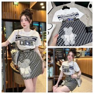 𝗩𝗶𝗱𝗲𝗼 𝗔̉𝗻𝗵 𝗧𝗵𝗮̣̂𝘁 ✔  Set áo cộc  mix cv gấu kim sa hot hit Áo cotton khô QC l1 dày đẹp, hình ép 5D nét căngPN014