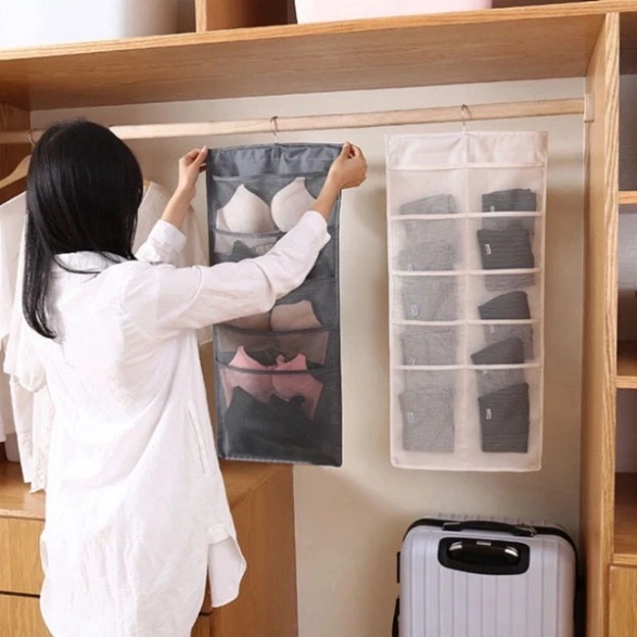 Túi Treo Nhiều Ngăn Đựng Đồ Lót, Quần Áo Lót, Tất Vớ, Đồ Dùng 2 Mặt 30 Ngăn -Túi Vải Đựng Đồ Lót Có Móc Treo Đa Năng