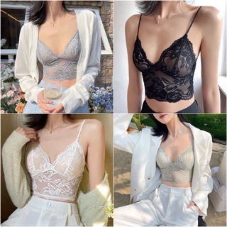 [ Chuyên Sỉ ] Áo Bra Nữ Ren 2 Dây Mảnh Cổ V Dáng Lửng HOT Có Đệm Ngực Trend Mới 9002 Hot